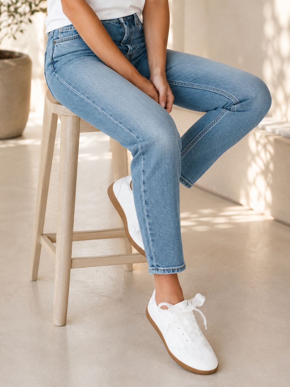 SMS102 | White Sheer Lace Sneakers - Picture 4 of 4